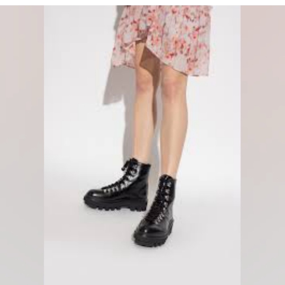 All Saints Wanda Lug Sole Black Leather Combat Boots 40/10 - Picture 2 of 16